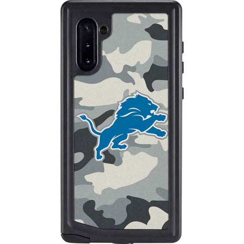 NFL Detriot Lions Camo Galaxy Note 10 Waterproof Case
