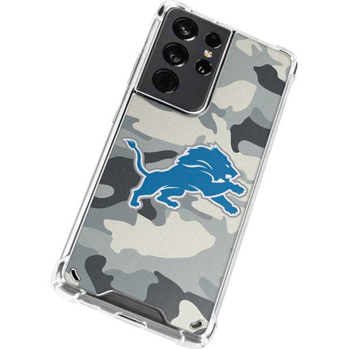 NFL Detriot Lions Camo Galaxy S21 Ultra 5G Clear Case