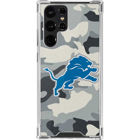 NFL Detriot Lions Camo Galaxy S22 Ultra Clear Case