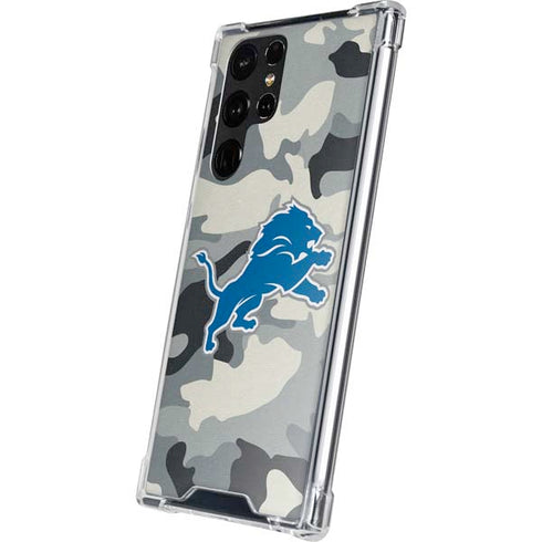 NFL Detriot Lions Camo Galaxy S22 Ultra Clear Case