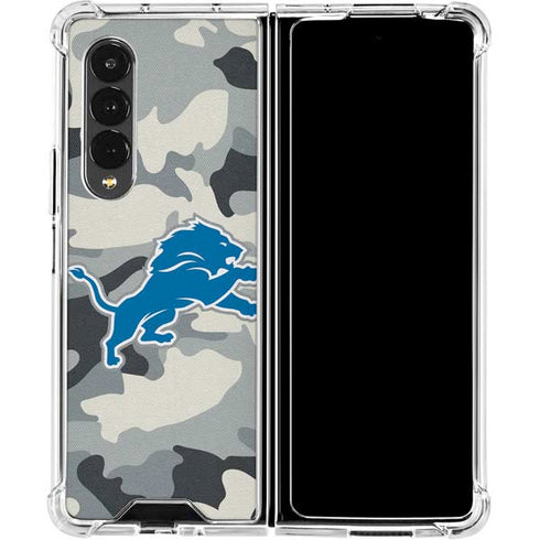 NFL Detriot Lions Camo Galaxy Z Fold4 5G Clear Case