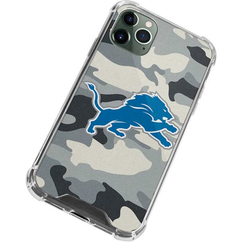 NFL Detriot Lions Camo iPhone 12 Pro Clear Case