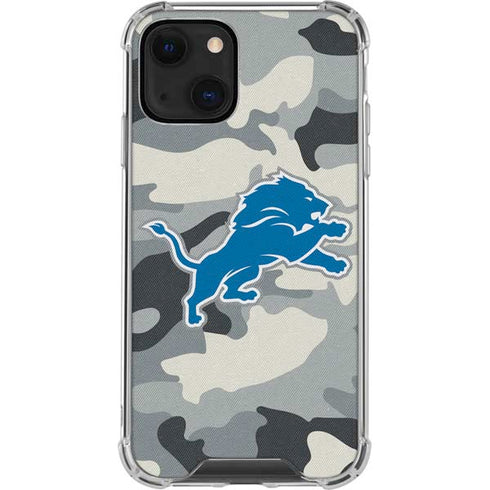NFL Detriot Lions Camo iPhone 14 Plus Clear Case