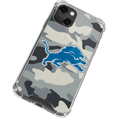 NFL Detriot Lions Camo iPhone 14 Plus Clear Case