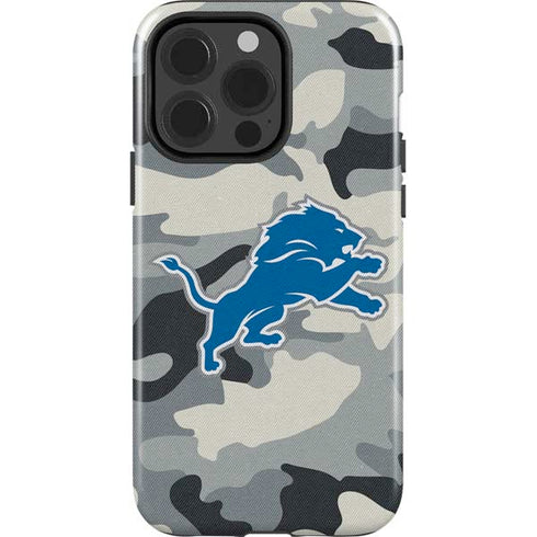 NFL Detriot Lions Camo iPhone 15 Pro Impact Case
