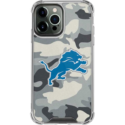 NFL Detriot Lions Camo iPhone 14 Pro Max Clear Case