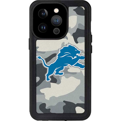 NFL Detriot Lions Camo iPhone 14 Pro Waterproof Case