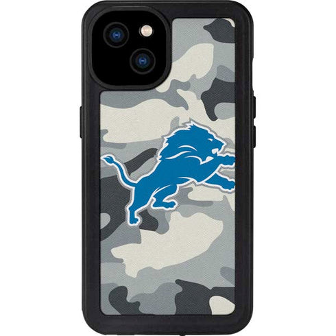 NFL Detriot Lions Camo iPhone 15 Plus Waterproof Case