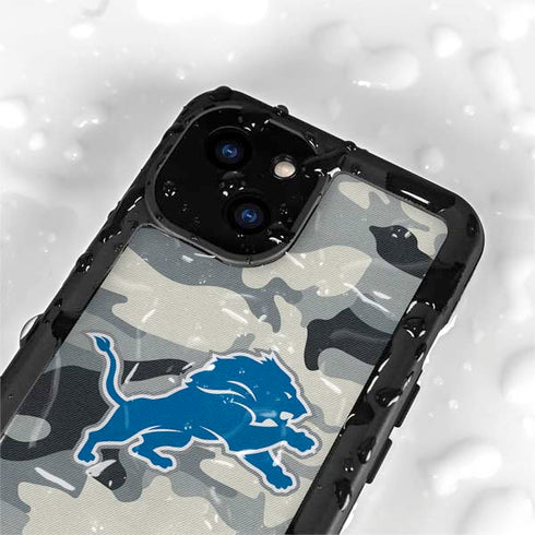 NFL Detriot Lions Camo iPhone 15 Plus Waterproof Case