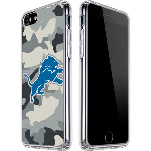 NFL Detriot Lions Camo iPhone SE (2nd & 3rd Gen) Clear Case