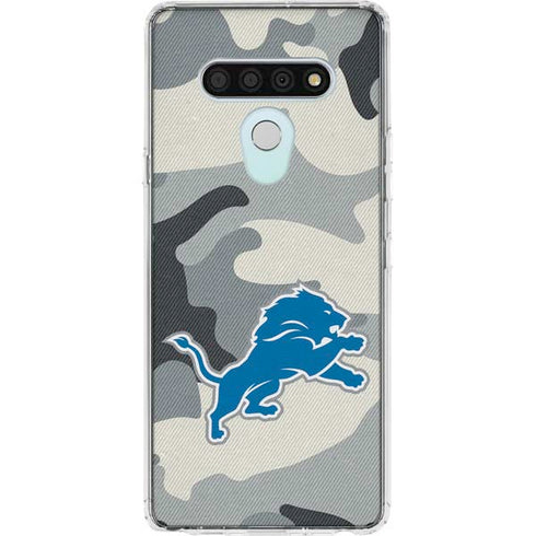 NFL Detriot Lions Camo LG Stylo 6 Clear Case