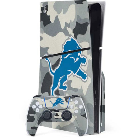 NFL Detriot Lions Camo PS5 Slim Disk Bundle Skin