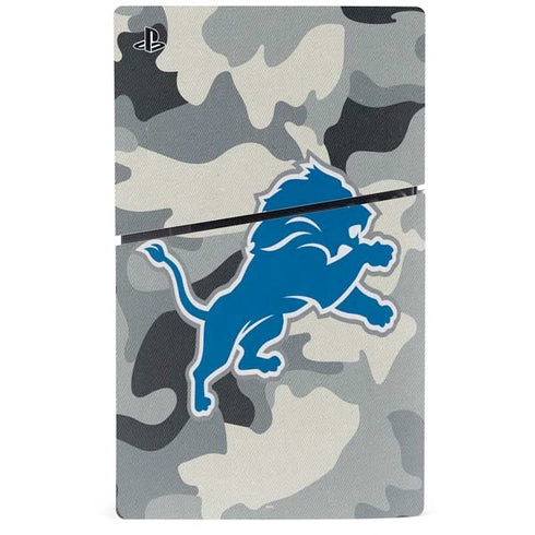 NFL Detriot Lions Camo PS5 Slim Disk Console Skin