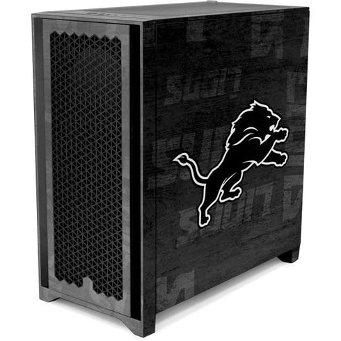 NFL Detroit Lions Black & White Corsair 4000D Tempered Glass Mid-Tower ATX Case Skin