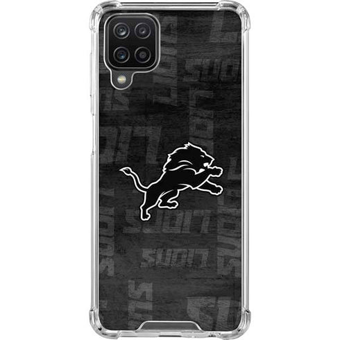 NFL Detroit Lions Black & White Galaxy A12 Clear Case