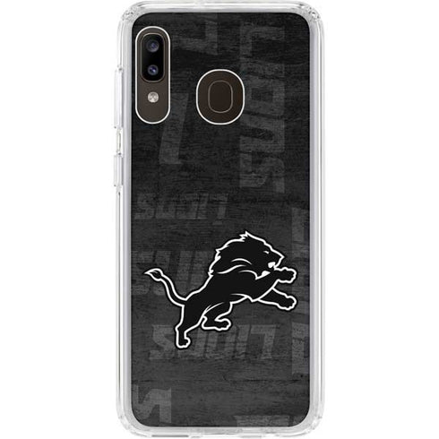NFL Detroit Lions Black & White Galaxy A20 Clear Case