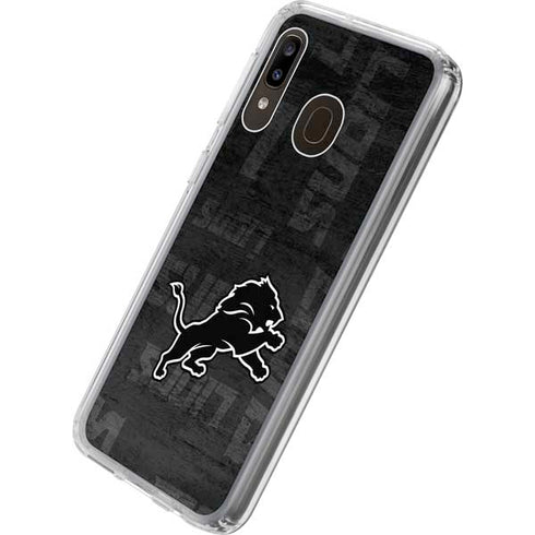 NFL Detroit Lions Black & White Galaxy A20 Clear Case