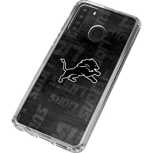 NFL Detroit Lions Black & White Galaxy A21 Clear Case