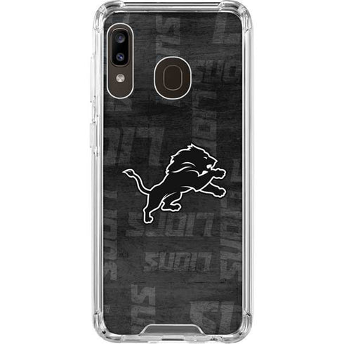 NFL Detroit Lions Black & White Galaxy A30 Clear Case