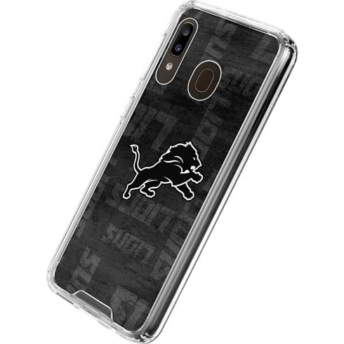 NFL Detroit Lions Black & White Galaxy A30 Clear Case