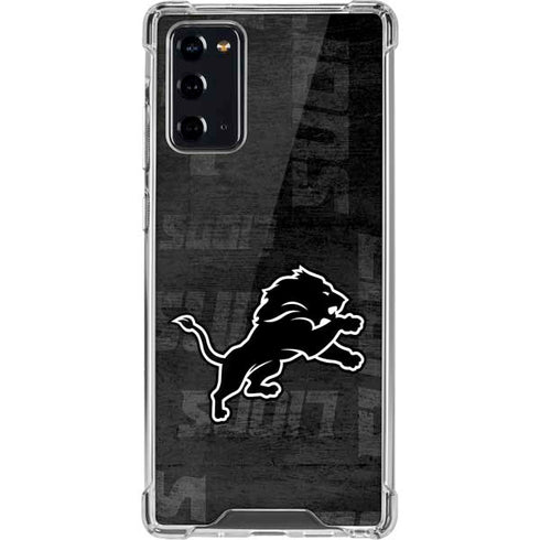 NFL Detroit Lions Black & White Galaxy Note20 5G Clear Case