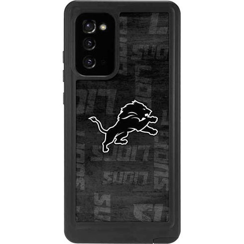 NFL Detroit Lions Black & White Galaxy Note20 5G Waterproof Case