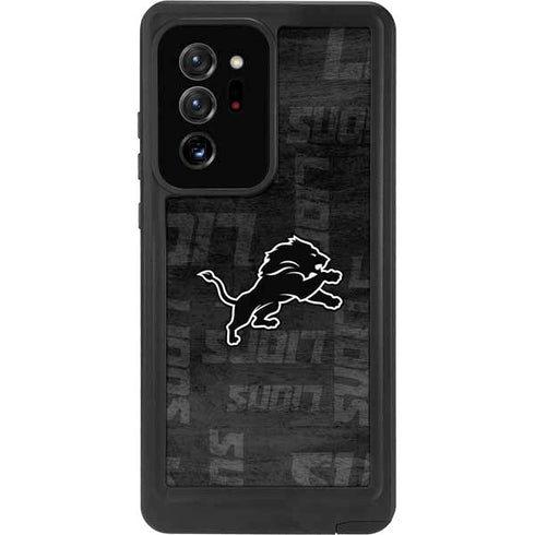 NFL Detroit Lions Black & White Galaxy Note20 Ultra 5G Waterproof Case