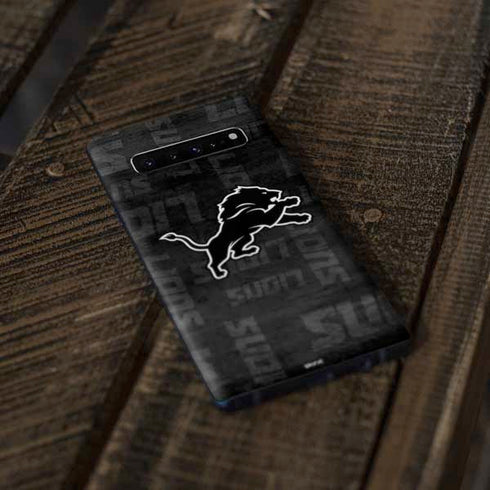 NFL Detroit Lions Black & White Galaxy S10 Plus Skin