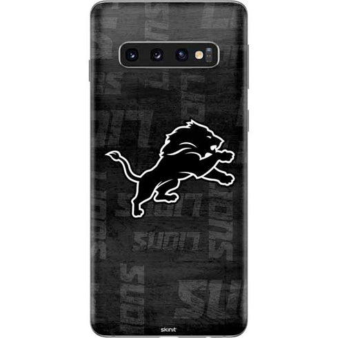 NFL Detroit Lions Black & White Galaxy S10 Skin