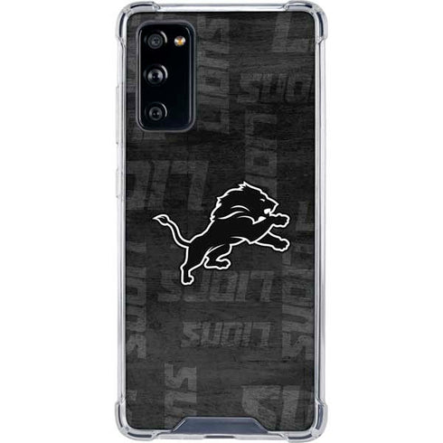 NFL Detroit Lions Black & White Galaxy S20 FE Clear Case