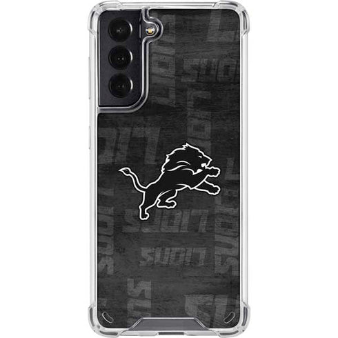 NFL Detroit Lions Black & White Galaxy S21 5G Clear Case