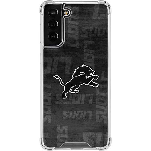 NFL Detroit Lions Black & White Galaxy S21 FE Clear Case
