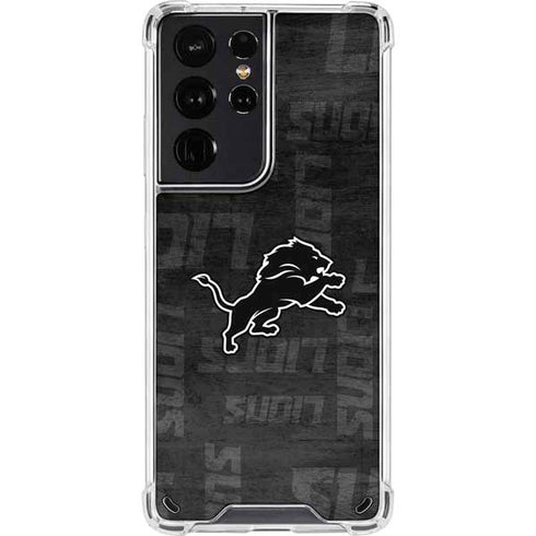 NFL Detroit Lions Black & White Galaxy S21 Ultra 5G Clear Case