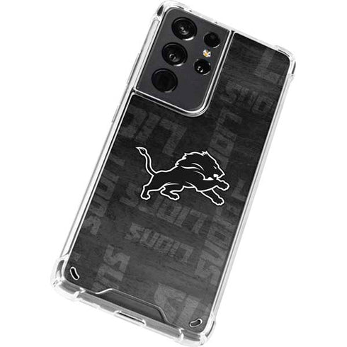 NFL Detroit Lions Black & White Galaxy S21 Ultra 5G Clear Case