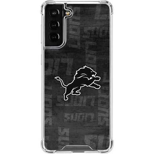 NFL Detroit Lions Black & White Galaxy S22 Plus Clear Case