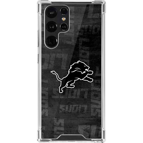 NFL Detroit Lions Black & White Galaxy S22 Ultra Clear Case