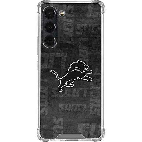 NFL Detroit Lions Black & White Galaxy S23 Plus Clear Case