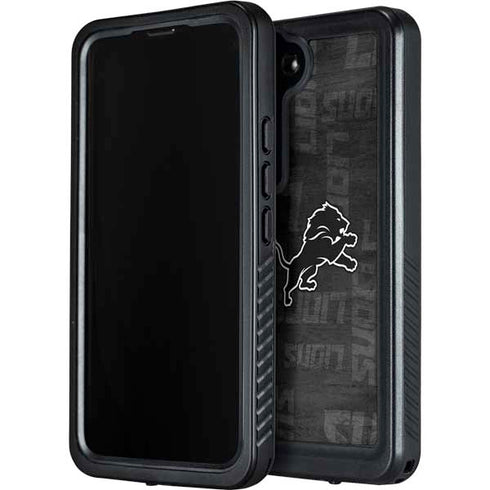 NFL Detroit Lions Black & White Galaxy S23 Plus Waterproof Case