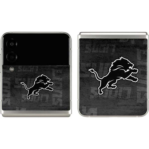 NFL Detroit Lions Black & White Galaxy Z Flip3 5G Skin