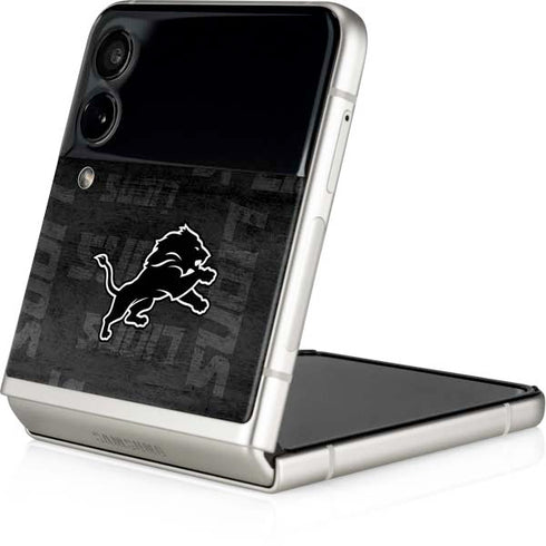 NFL Detroit Lions Black & White Galaxy Z Flip3 5G Skin