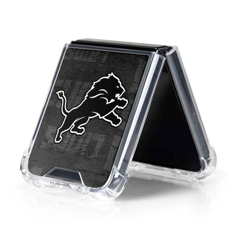 NFL Detroit Lions Black & White Galaxy Z Flip5 5G Clear Case