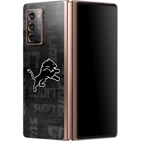 NFL Detroit Lions Black & White Galaxy Z Fold2 5G Skin