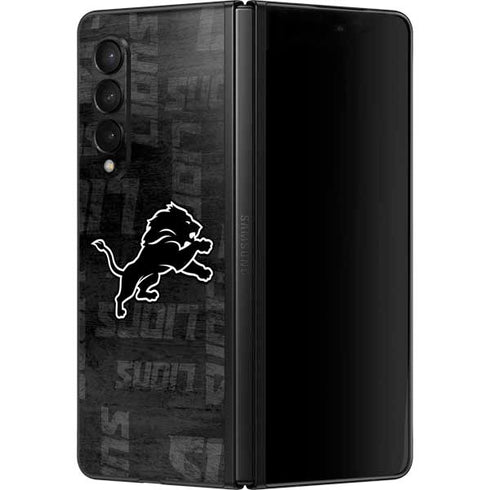 NFL Detroit Lions Black & White Galaxy Z Fold3 5G Skin