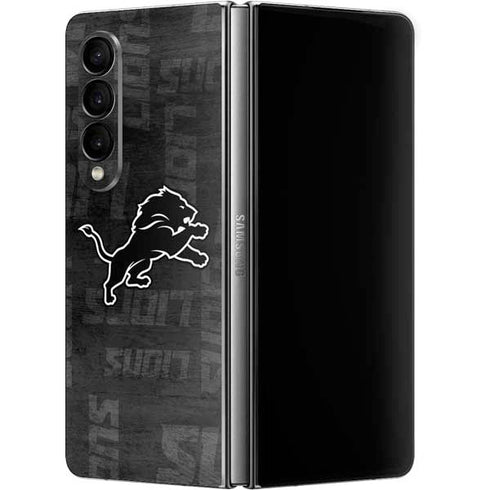 NFL Detroit Lions Black & White Galaxy Z Fold4 5G Skin