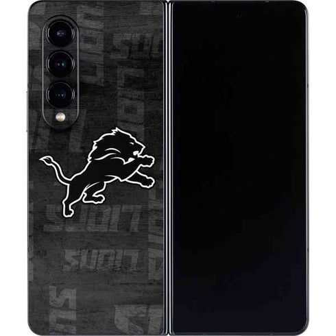 NFL Detroit Lions Black & White Galaxy Z Fold4 5G Skin
