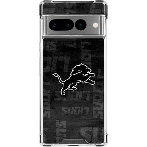 NFL Detroit Lions Black & White Google Pixel 7 Pro Clear Case