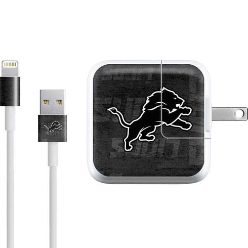 NFL Detroit Lions Black & White iPad Charger (10W USB) Skin
