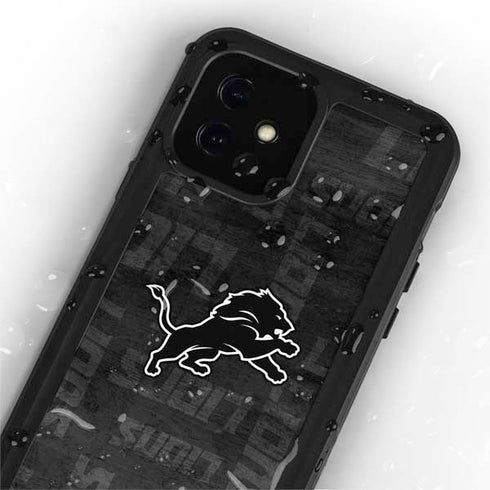 NFL Detroit Lions Black & White iPhone 12 Mini Waterproof Case
