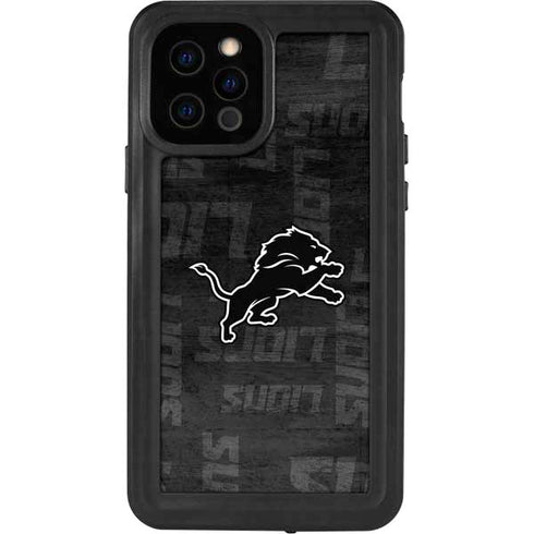 NFL Detroit Lions Black & White iPhone 12 Pro Waterproof Case