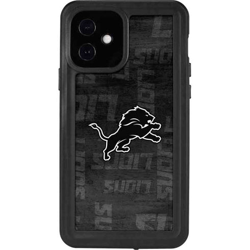 NFL Detroit Lions Black & White iPhone 12 Waterproof Case